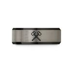 cool presents for him – black & silver tungsten mallets crossed pair wedding band