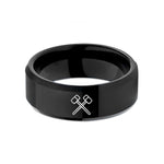 special presents for him – black tungsten mallets crossed pair wedding band