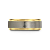 engraved rings for partners – black & gold & grey tungsten acoustic guitar wedding band