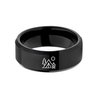 tungsten wedding bands couples – black tungsten campsite wedding band