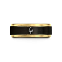 engraved couple wedding rings – black & gold tungsten ship bell rope wedding band