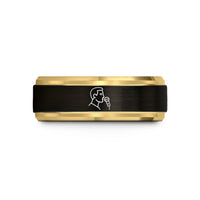tungsten rings for couples – black & gold tungsten soloist microphone wedding band