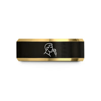 matching wedding bands set – black & gold tungsten soloist microphone wedding band