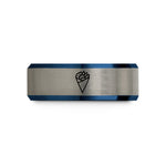 matching rings for partners – black & blue & gray tungsten temaki hand roll wedding band