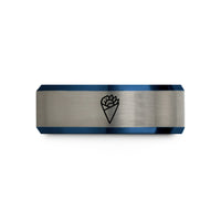 matching rings for partners – black & blue & gray tungsten temaki hand roll wedding band
