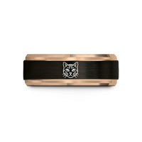 top romantic wedding presents – black & rose gold tungsten american shorthair wedding band