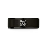 top romantic wedding presents – black & rose gold tungsten american shorthair wedding band