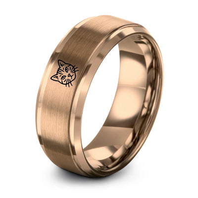 American Shorthair – Tungsten Wedding Band, 8 mm, Rose Gold Comfort-Fit Unisex