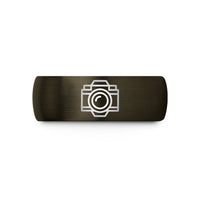 wedding present ideas couples – gunmetal & black tungsten camera lens wedding band