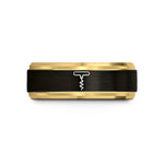 personalized wedding present ideas – black & gold tungsten corkscrew wedding band