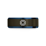 tungsten wedding band men – gunmetal & blue tungsten microchip ic wedding band
