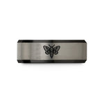 black tungsten wedding – black & gray tungsten deaths head hawkmoth wedding band
