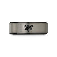 black tungsten wedding – black & gray tungsten deaths head hawkmoth wedding band