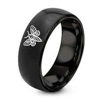 Unique Wedding Ring Set – black tungsten deaths head hawkmoth ring