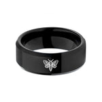 comfort fit wedding bands – black tungsten deaths head hawkmoth wedding band