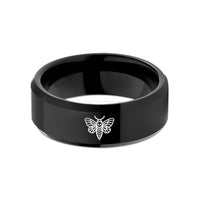 comfort fit wedding bands – black tungsten deaths head hawkmoth wedding band