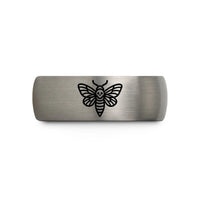 comfort fit wedding bands – gunmetal & silver tungsten deaths head hawkmoth wedding band