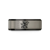 stylish marriage ring set – black & silver tungsten guide dog harness wedding band
