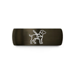 custom engraved ring pair – gunmetal & black tungsten guide dog harness wedding band