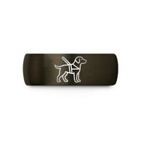 custom engraved ring pair – gunmetal & black tungsten guide dog harness wedding band