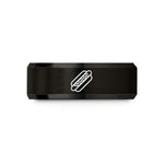 matching wedding rings set – black & rose gold tungsten hot dog wedding band