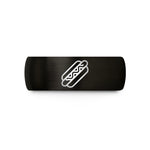 engraved couple ring set – black tungsten hot dog wedding band