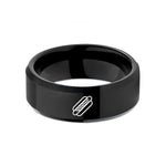 couples tungsten band set – black tungsten hot dog wedding band