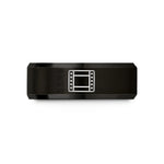 women's tungsten wedding band – black tungsten 35mm film strip wedding band