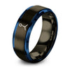 Aldehyde Cho – Tungsten Wedding Band, 8 mm, Blue, Gunmetal Comfort-Fit Unisex