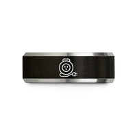 women's unique band – black & gray tungsten extension cord reel wedding band
