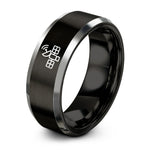 custom wedding bands her – black & silver tungsten gps satellite ring