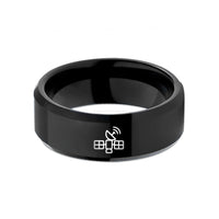 personalized rings for her – black tungsten gps satellite wedding band