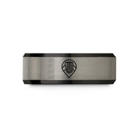 comfortable wedding rings her – black & silver tungsten waterfall pin wedding band