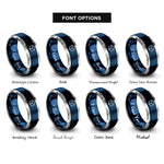 font options for inside engraving on blue & silver unit cell rings