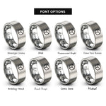 font options for inside engraving on gray unit cell rings