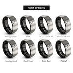 font options for inside engraving on black & gray united kingdom rings