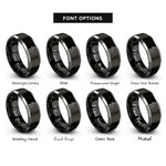 font options for inside engraving on black & gray united kingdom rings