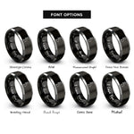 font options for inside engraving on black & grey united kingdom rings