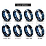 font options for inside engraving on blue & grey united kingdom rings