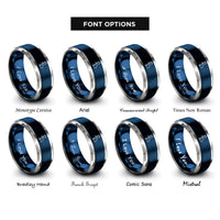 font options for inside engraving on blue & grey united kingdom rings