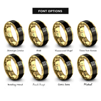 font options for inside engraving on black & gold united kingdom flag rings