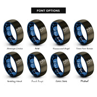 font options for inside engraving on gunmetal & blue united kingdom rings