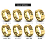 font options for inside engraving on gold unity chain link rings