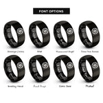 font options for inside engraving on black unity circle rings
