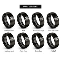 font options for inside engraving on black unity circle rings