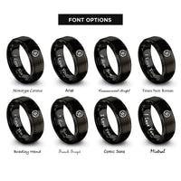 font options for inside engraving on black unity circle rings