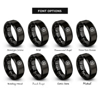 font options for inside engraving on black unity circle rings