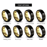 font options for inside engraving on black & gold unity knot rings