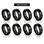 font options for inside engraving on black unity knot rings