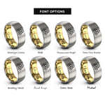 font options for inside engraving on gold & silver unity knot rings